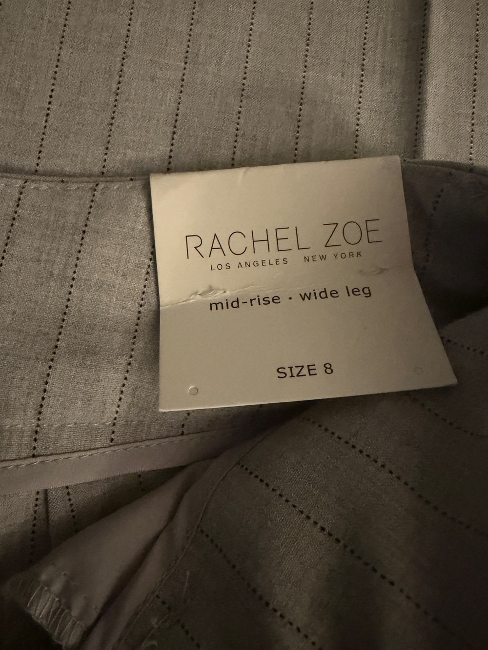 RACHEL ZOE Women’s Gray Pinstripe Wide Leg Pants NWT High Rise Dress Trouser - Picture 9 of 10